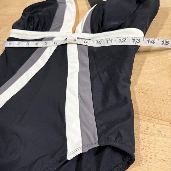 Miraclesuit NWT Spectra Trilogy One Piece Swimsuit Colorblock Size 12 Black Gray - Picture 9 of 14
